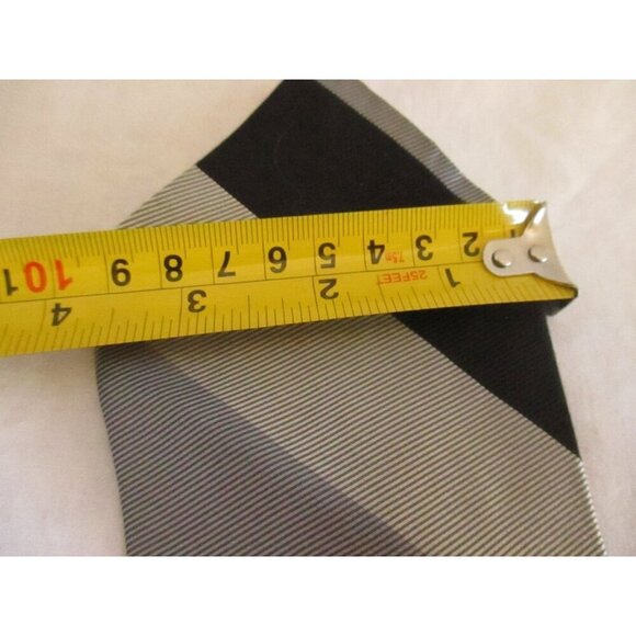 Vintage Mens Silk Neck Tie Red 3.75” 54" Don Loper grey Stripes - Picture 5 of 6